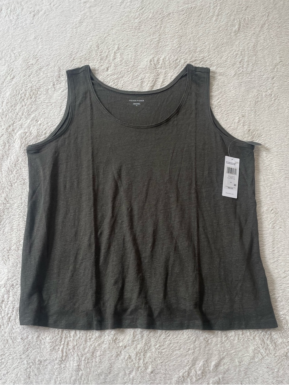 Eileen Fisher Organic Linen Jersey Tank Size 1X Lagenlook Coastal Beachy